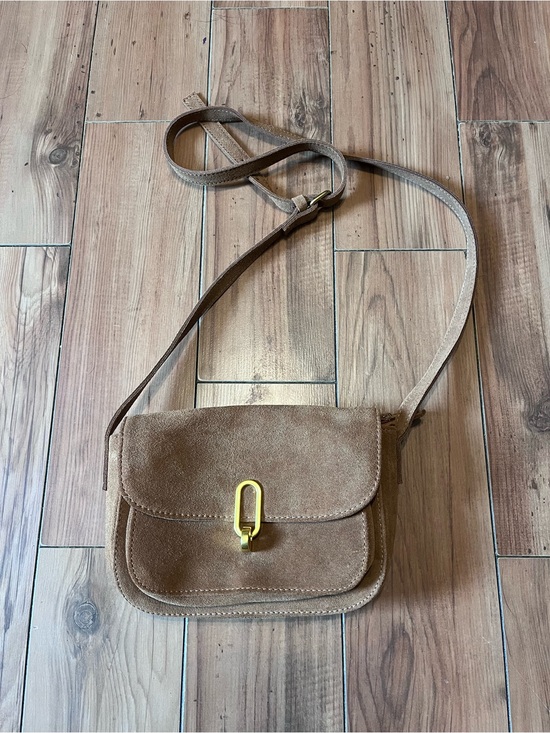 Crazy Lou Paris Handbags - Women's Crazy Lou Paris Suede Crossbody Bag in Brown with Gold Hardware